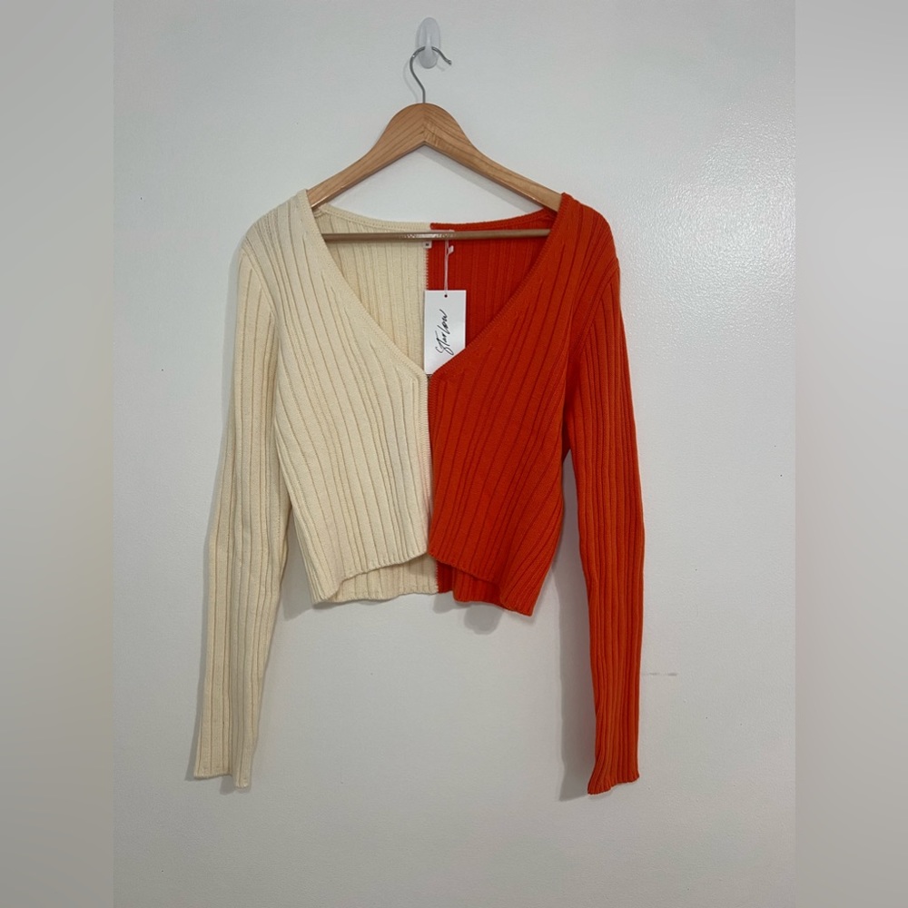 Orange/Cream front clip Cardigan